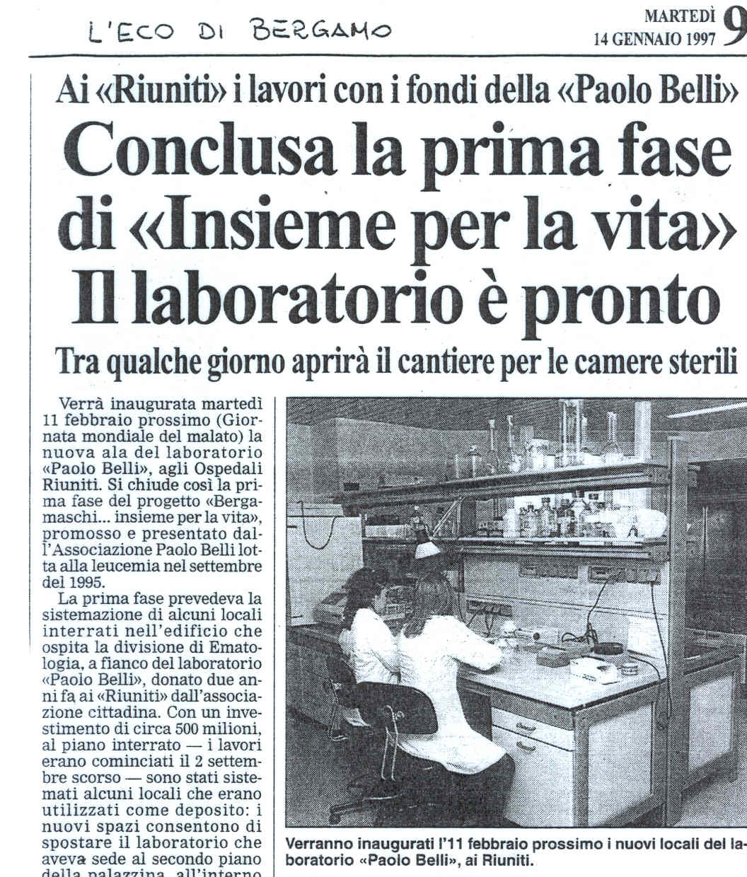 Articolo dell'Eco di Bergamo